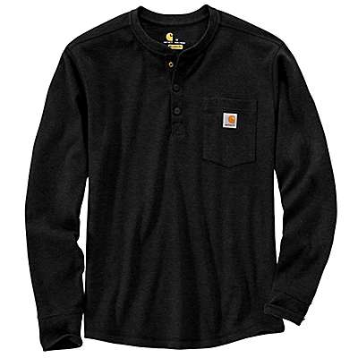 Carhartt Men's Black Relaxed Fit Heavyweight Long-Sleeve Henley Pocket Thermal Shirt