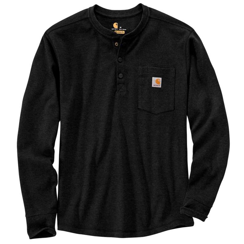 Relaxed Fit Heavyweight Long-Sleeve Henley Pocket Thermal Shirt | Men's ...