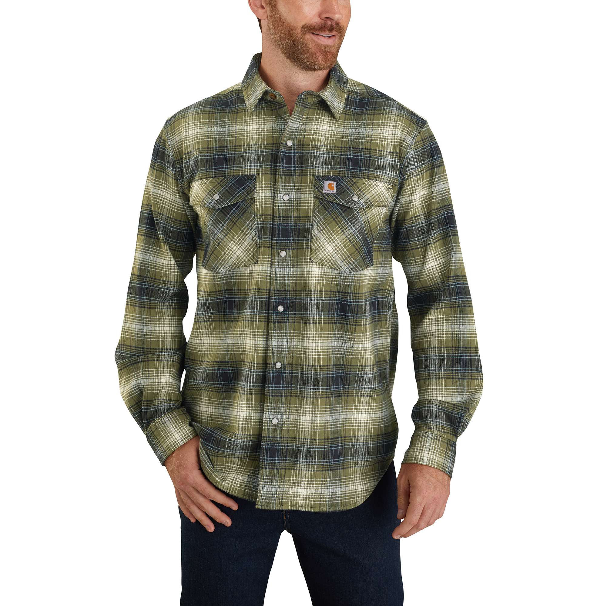 carhartt snap front denim work shirt