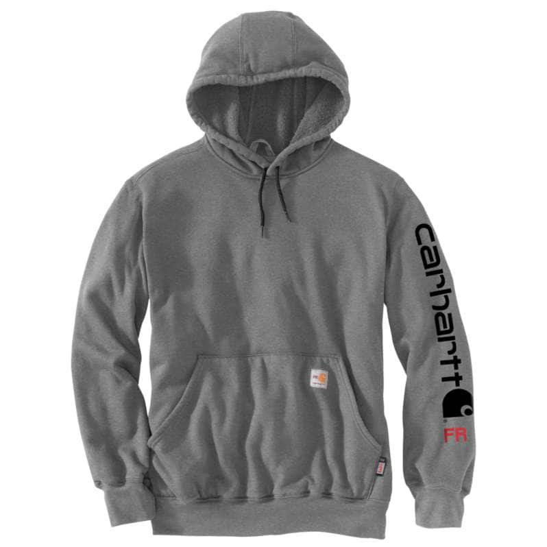 Carhartt  Granite Heather Flame-Resistant Carhartt Force® Loose Fit Midweight Hooded Logo Graphic Hoodie