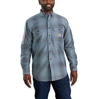 Carhartt Men's Steel Blue Flame Resistant Force Rugged Flex® Loose Fit Twill Long-Sleeve Plaid Shirt