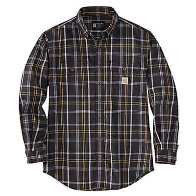 Carhartt Men's Black Flame Resistant Force Rugged Flex® Loose Fit Twill Long-Sleeve Plaid Shirt