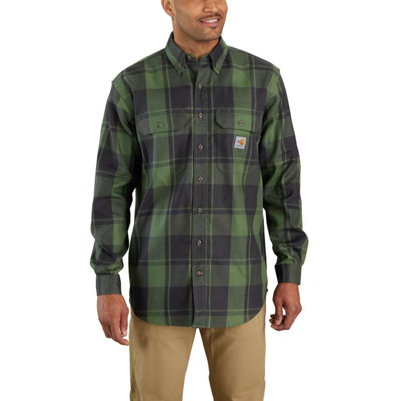Carhartt  Chive Flame Resistant Force Rugged Flex® Loose Fit Twill Long-Sleeve Plaid Shirt
