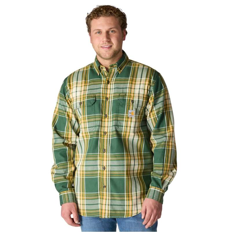 Carhartt  Mountain View/Carhartt Gold Flame Resistant Force Rugged Flex® Loose Fit Twill Long-Sleeve Plaid Shirt