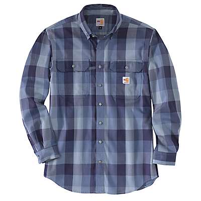 Carhartt Men's Navy Flame Resistant Force Rugged Flex® Loose Fit Twill Long-Sleeve Plaid Shirt