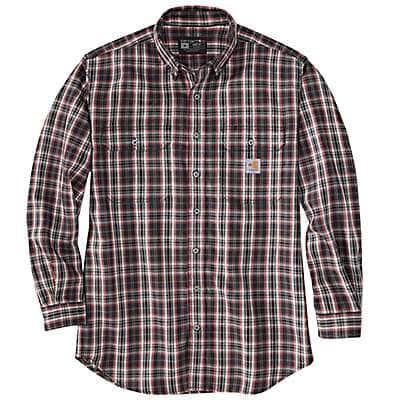 Carhartt Men's Basil/Carhartt Gray Flame Resistant Force Rugged Flex® Loose Fit Twill Long-Sleeve Plaid Shirt