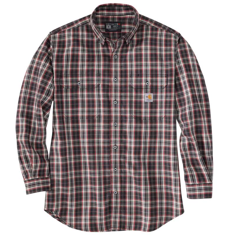 Carhartt  Black/Dark Barn Red Flame Resistant Force Rugged Flex® Loose Fit Twill Long-Sleeve Plaid Shirt
