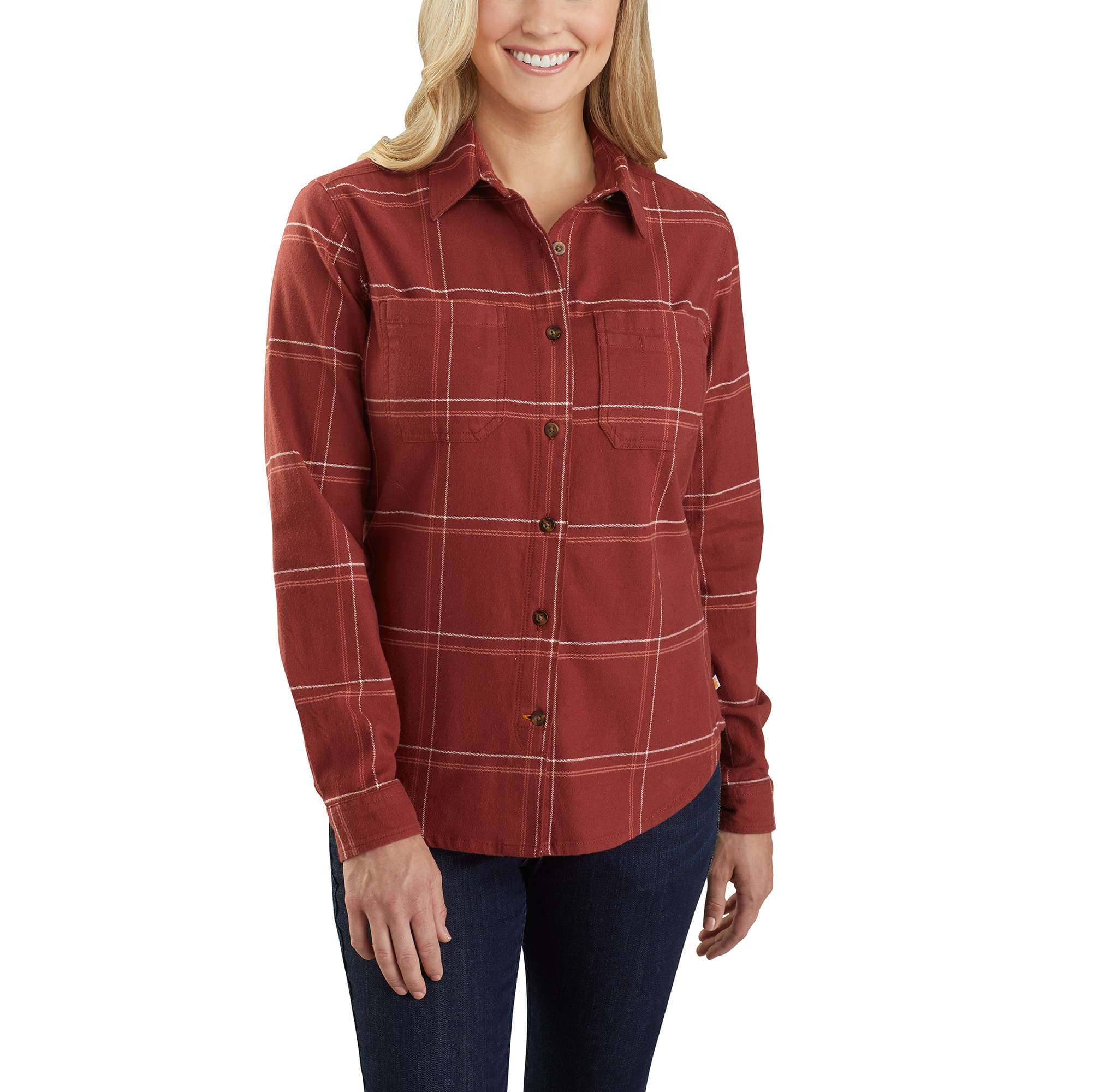 Womens Carhartt® Rugged Flex® Relaxed Fit Flannel Plaid Shirt Carhartt