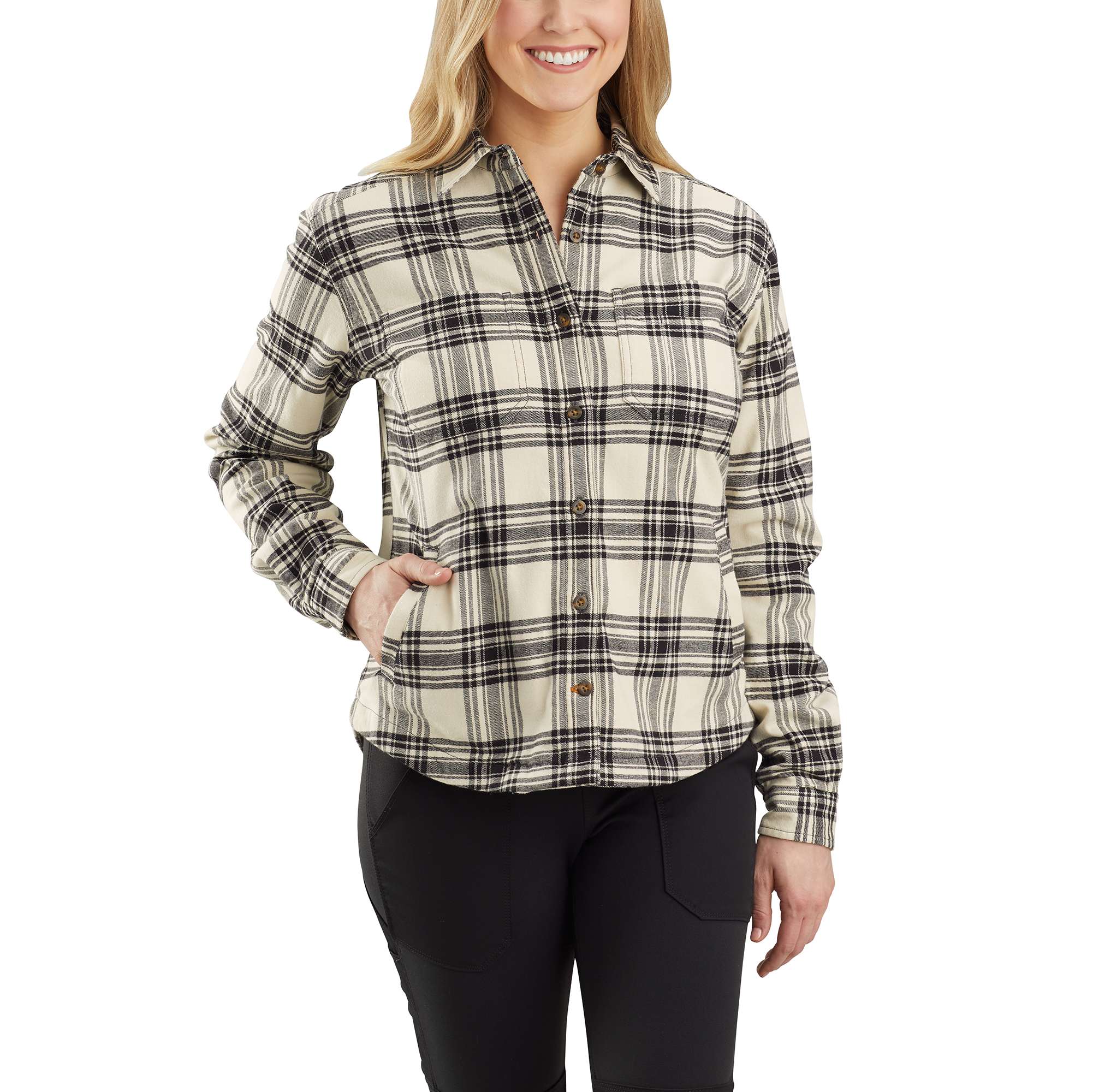 Women's Carhartt® Rugged Flex® Relaxed Fit Flannel Fleece Lined Plaid ...