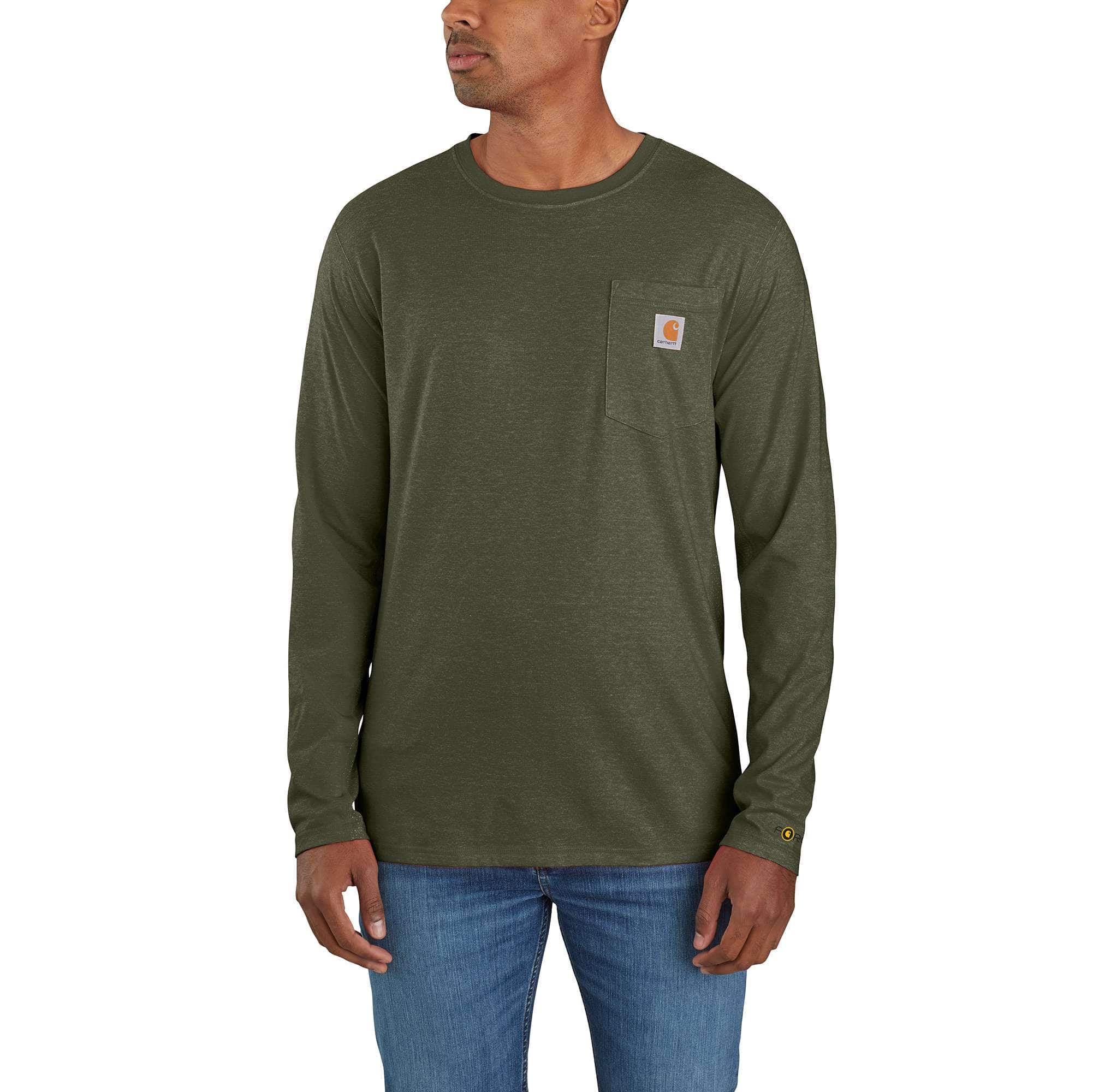Carhartt Men's Desert Orange Heather Carhartt Force® Relaxed Fit Midweight Long-Sleeve Pocket T-Shirt