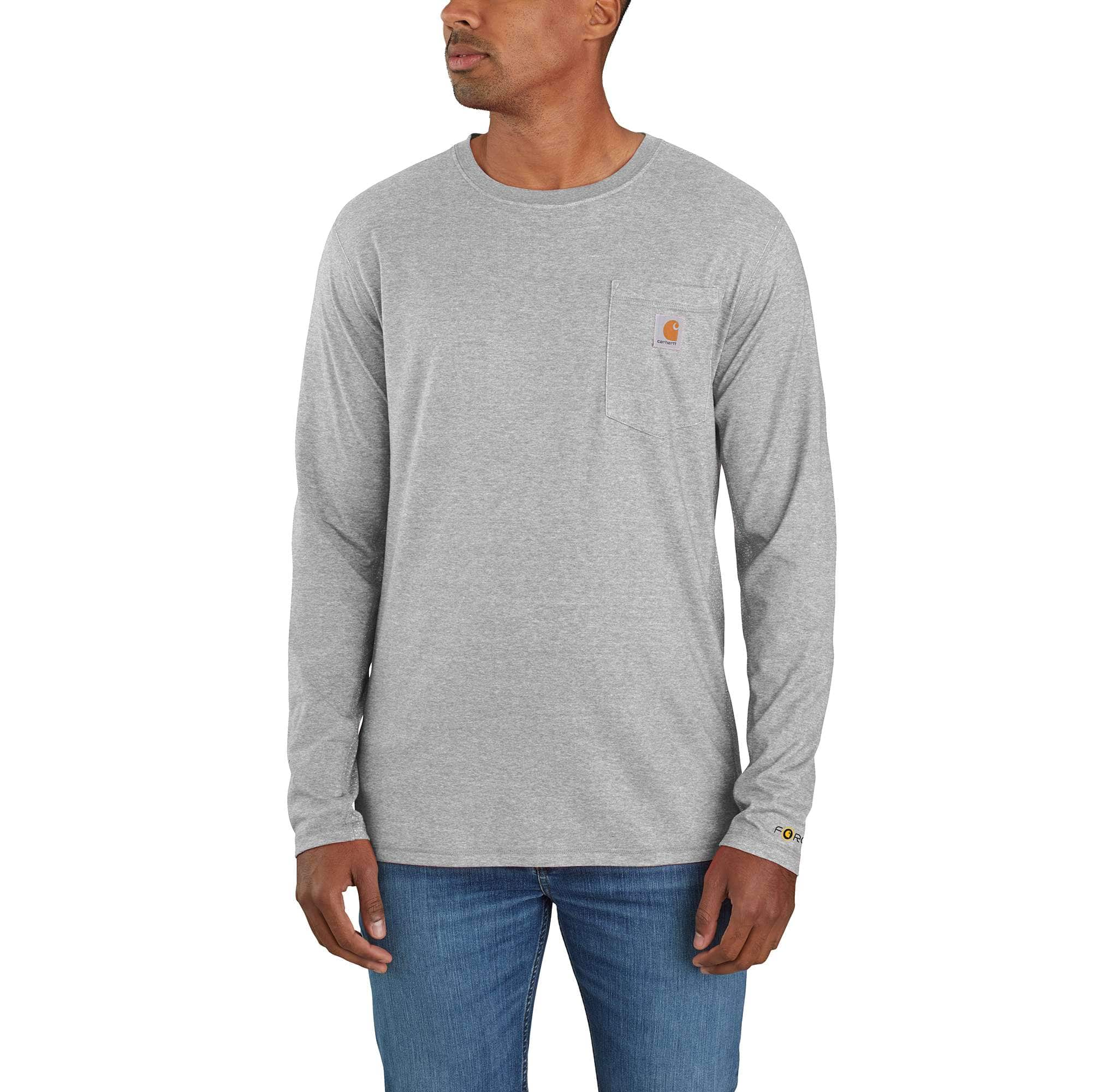 Carhartt Men's Carbon Heather Carhartt Force® Relaxed Fit Midweight Long-Sleeve Pocket T-Shirt