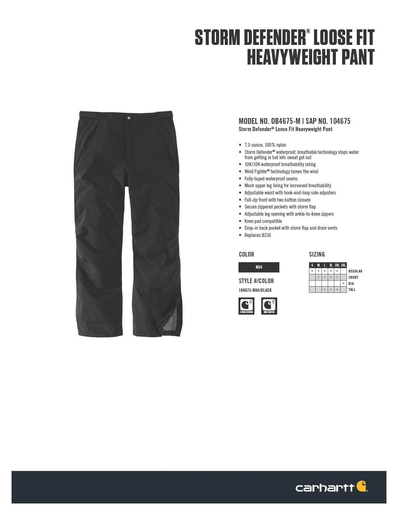 Carhartt storm cheap defender pants