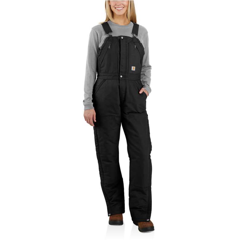 Carhartt  Black Women's Insulated Bib Overalls - Loose Fit - Washed Duck - 3 Warmest Rating