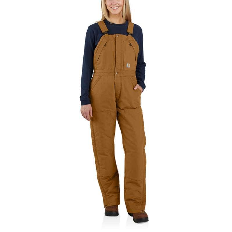 Carhartt  Carhartt Brown Women's Loose Fit Washed Duck Insulated Biberall - 3 Warmest Rating