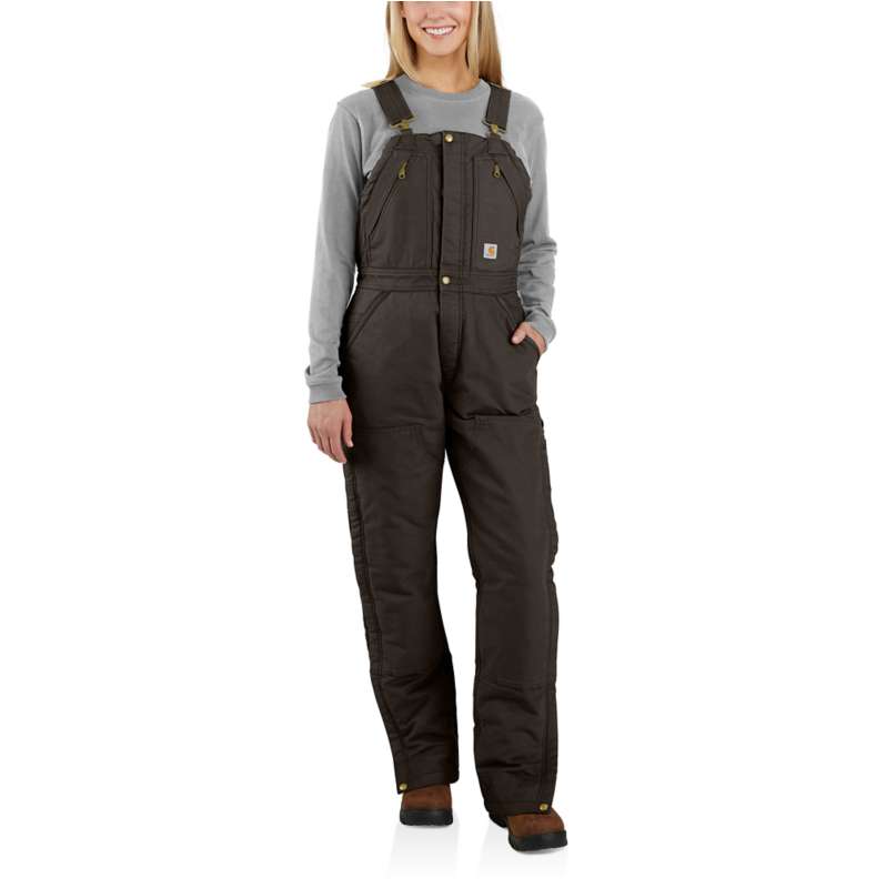 Carhartt  Dark Brown Women's Insulated Bib Overalls - Loose Fit - Washed Duck - 3 Warmest Rating