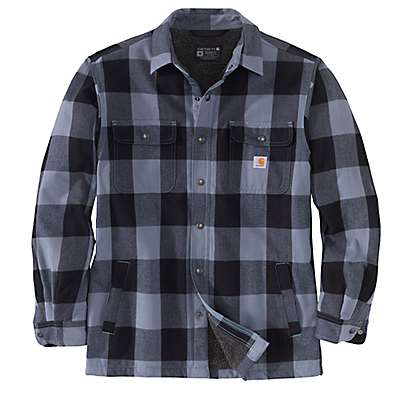 Carhartt Men's Folkstone Gray Relaxed Fit Heavyweight Flannel Sherpa-Lined Shirt Jac