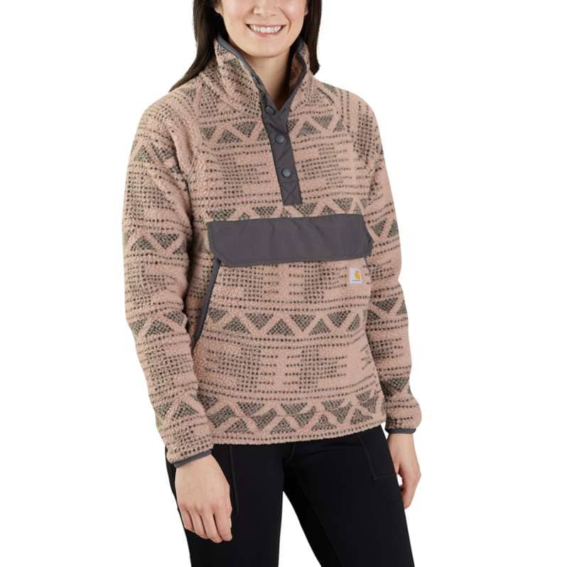 Carhartt  Warm Taupe Geometric Print Women's Relaxed Fit Fleece Pullover - 2 Warmer Rating