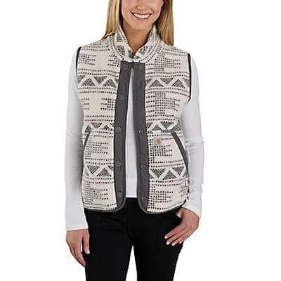 Carhartt Women's Malt Geometric Print Women's Relaxed Fit Fleece Snap-Front Vest