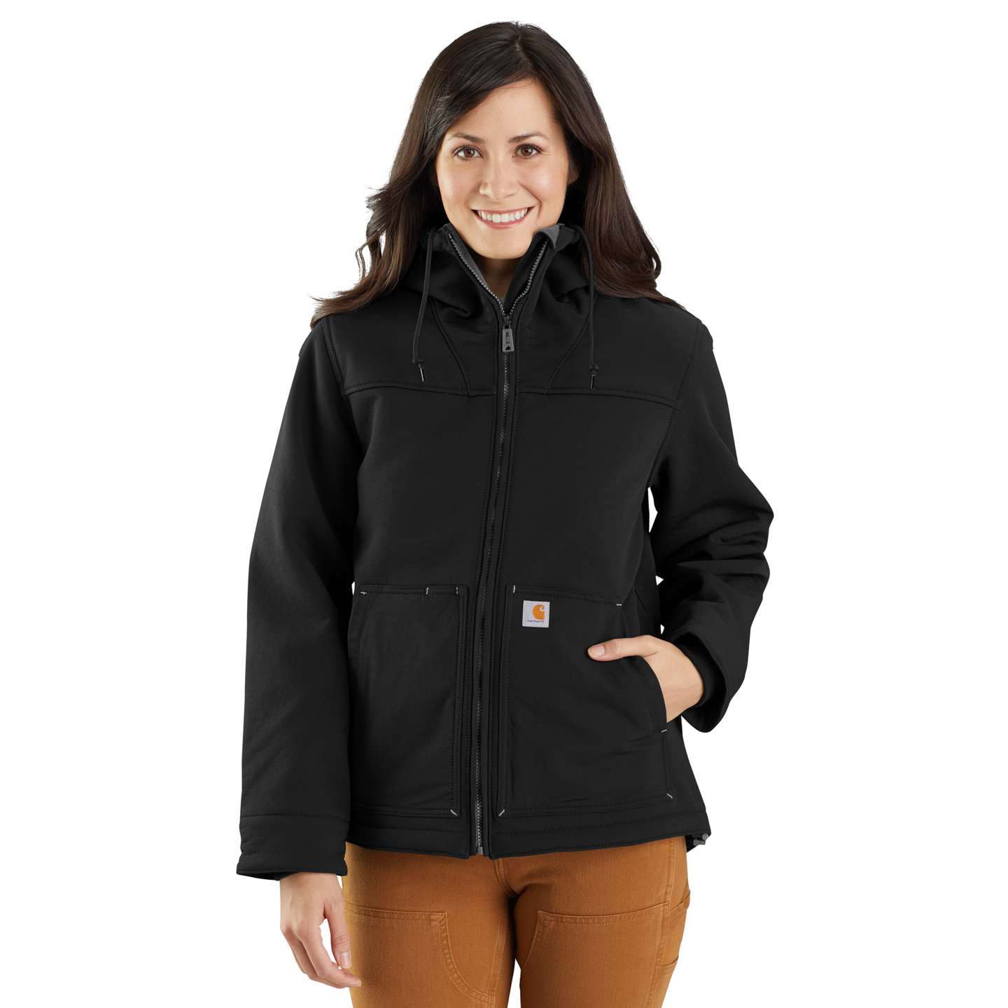 Женская куртка Carhartt Super Dux™ Relaxed Fit Sherpa-Lined Jacket - 2 Warmer Rating, цвет: Чёрный — фото 1