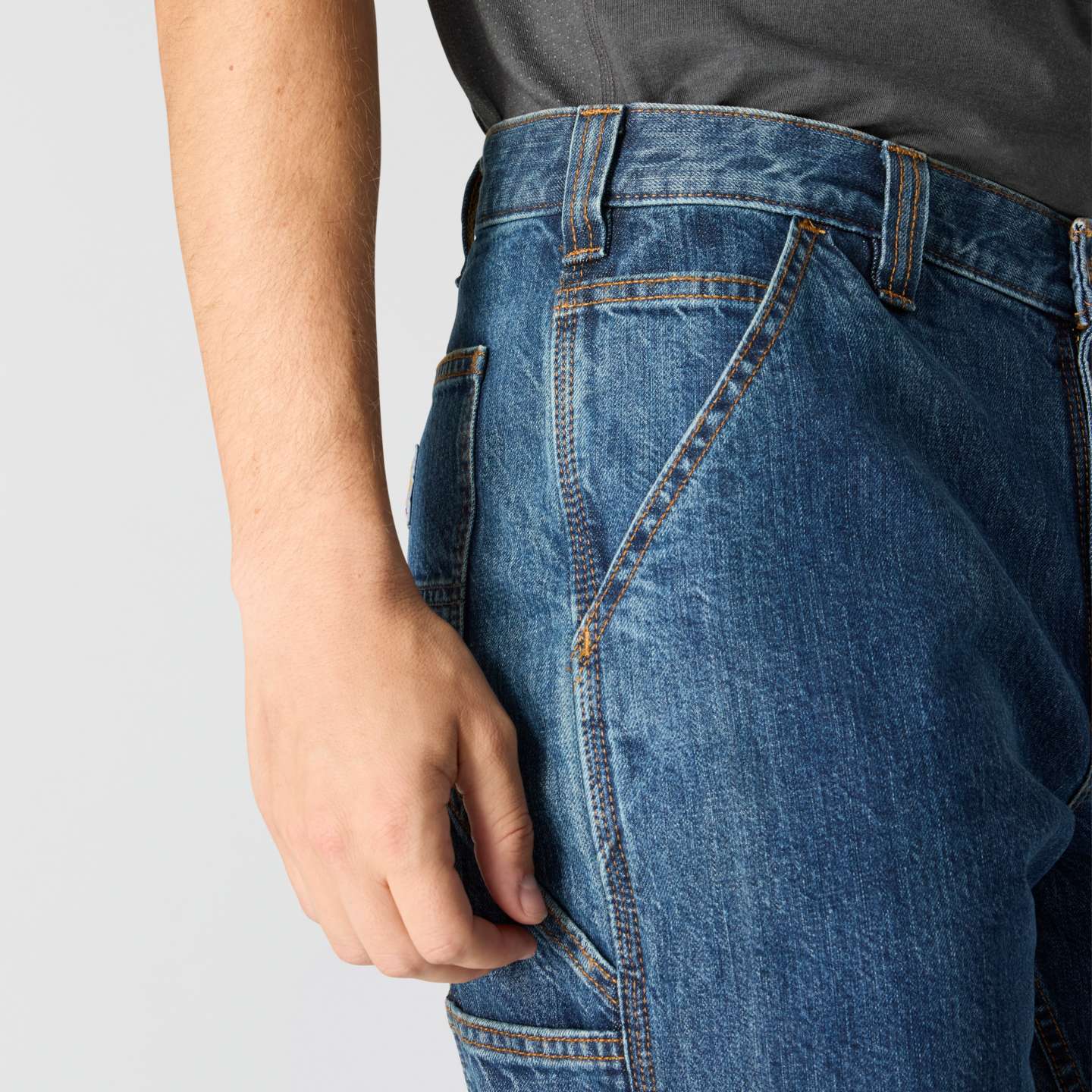 Мужские брюки Carhartt Loose Straight Denim Dungaree, цвет: Canal — фото 6