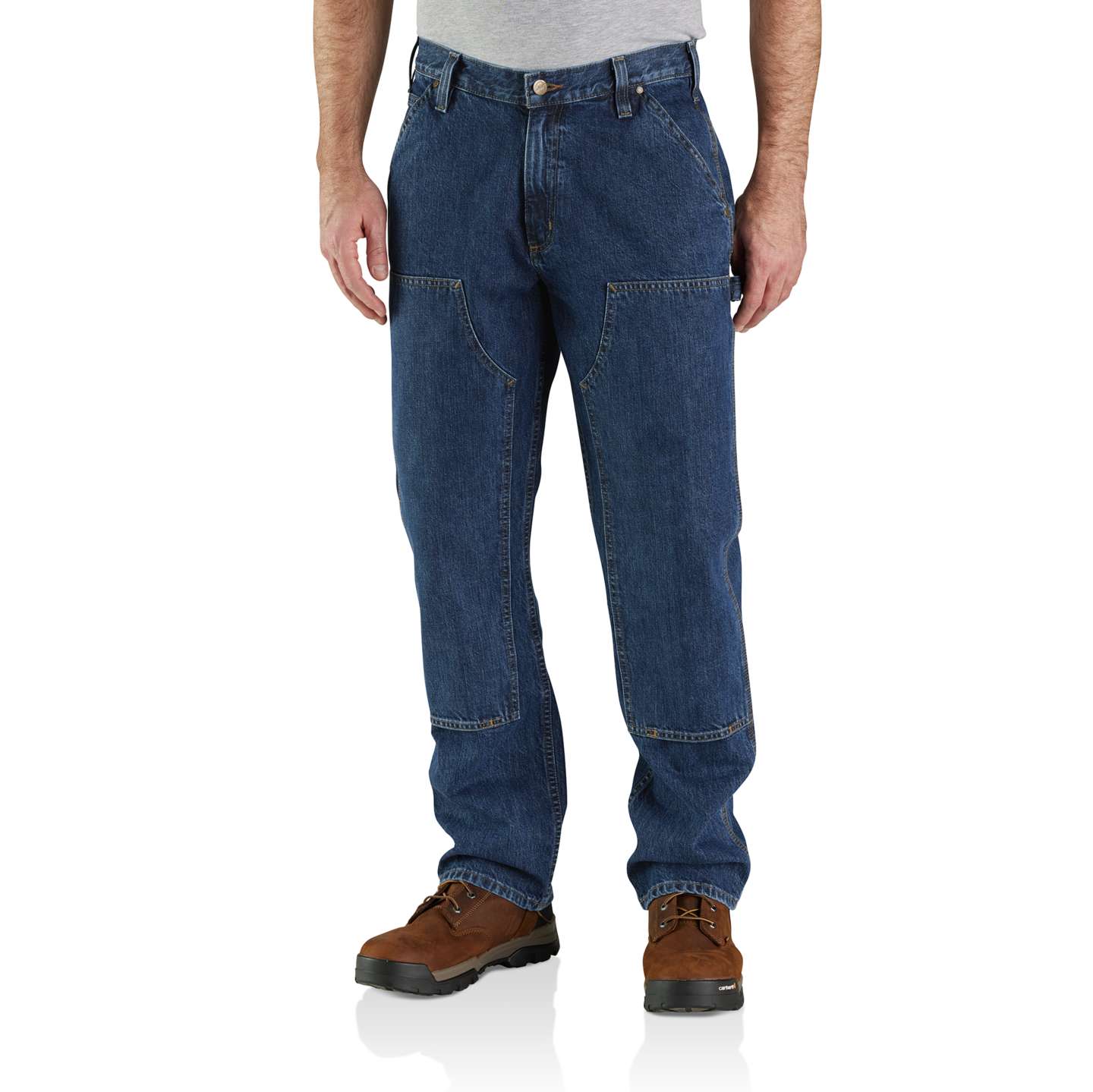 Мужские брюки Carhartt Loose Straight Double-Front Denim Dungaree, цвет: Canal — фото 1