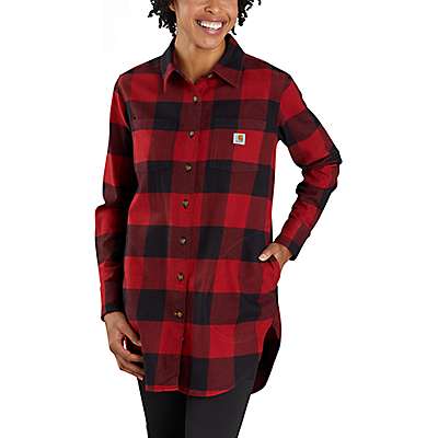 Carhartt Women's Oxblood Rugged Flex® Relaxed Fit Midweight Flannel Long-Sleeve Plaid Tunic