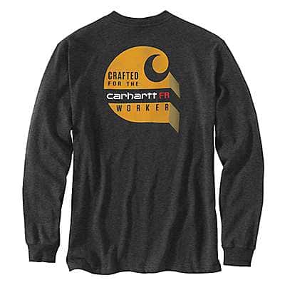 Carhartt Men's Black Heather Flame Resistant Force Org Fit Midweight Long-Sleeve Graphic T-Shirt