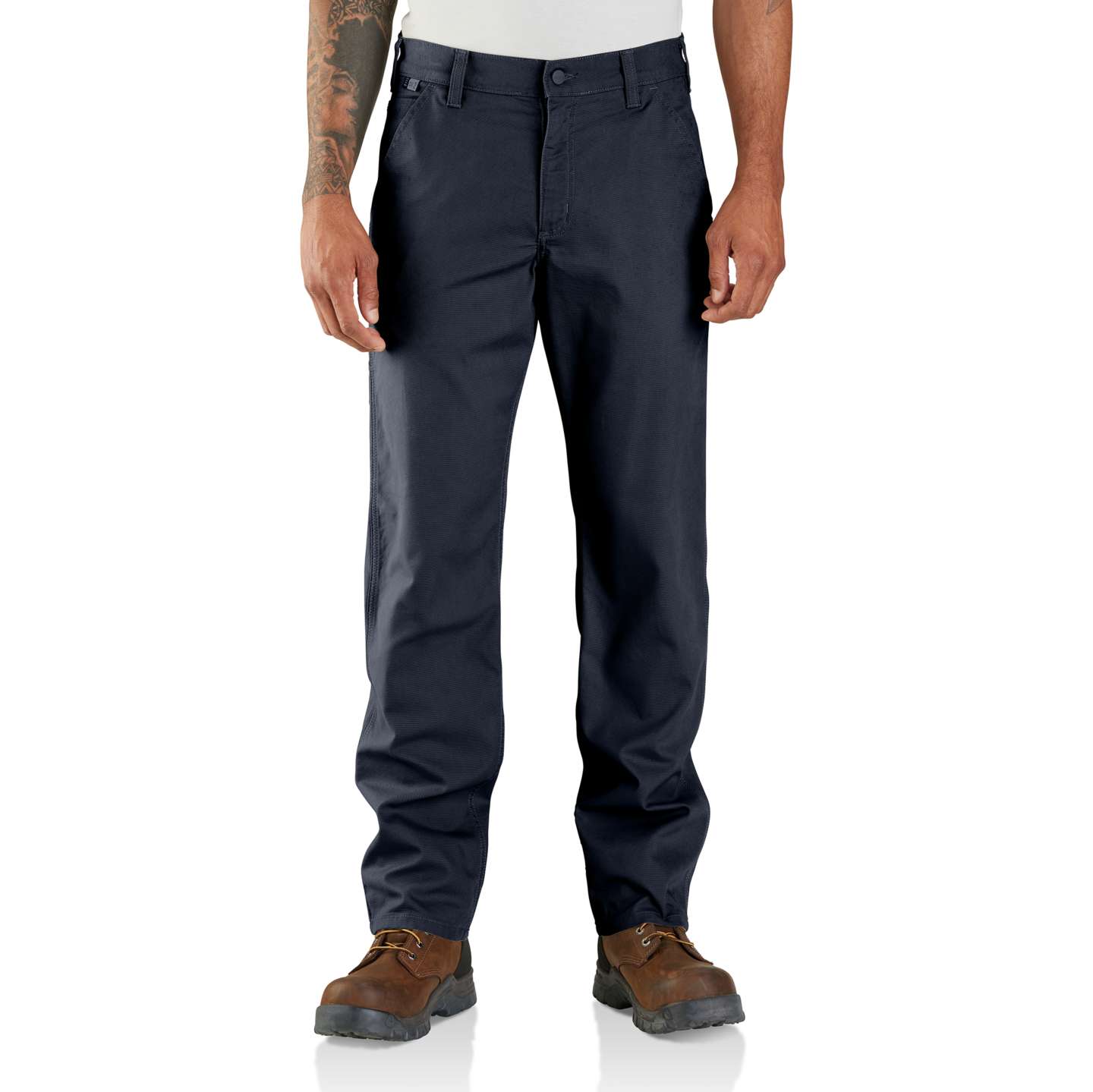 Мужские брюки Carhartt Flame-Resistant Rugged Flex® Relaxed Fit Canvas Work, цвет: Тёмно-синий — фото 1