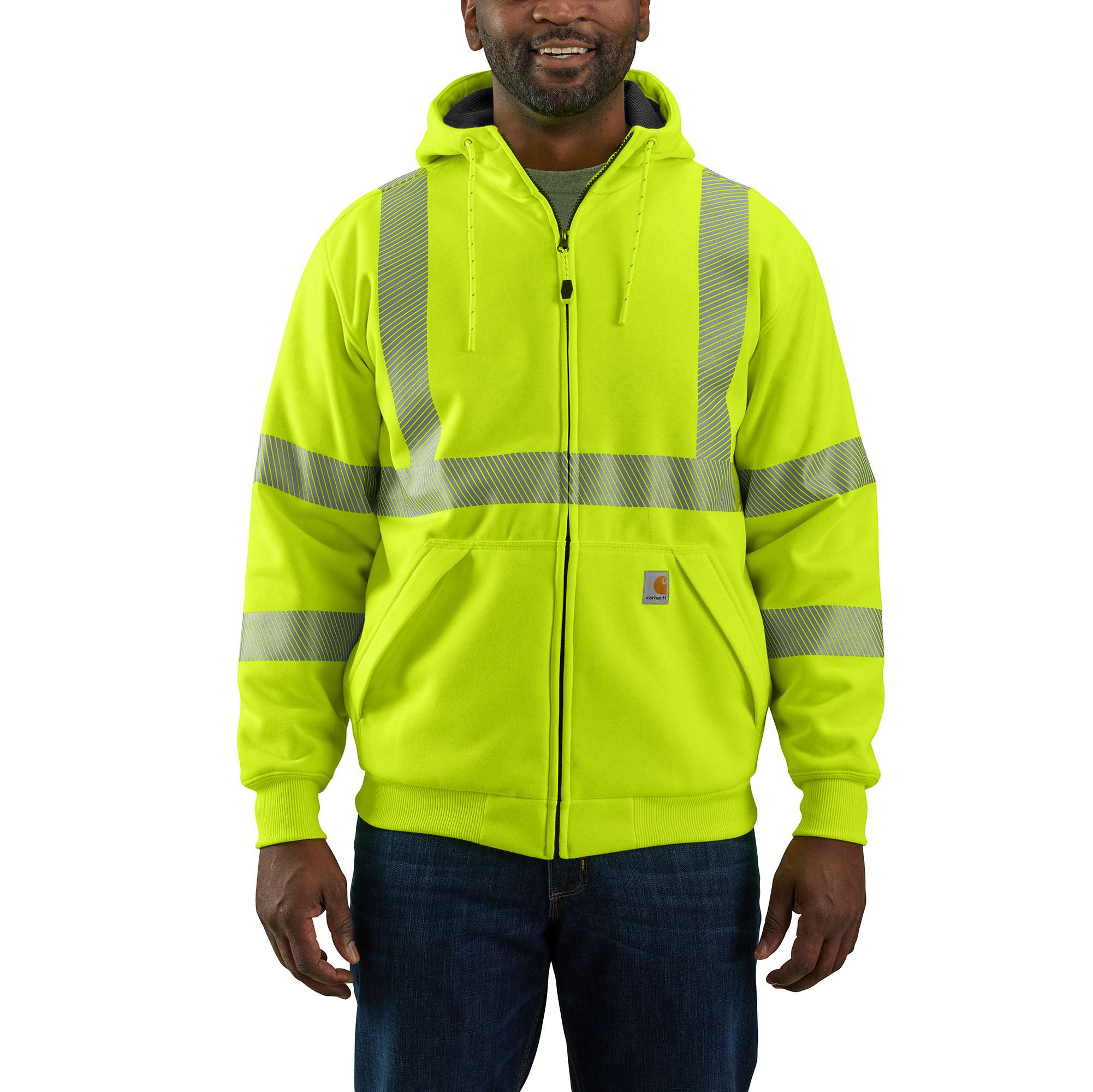 High-Visibility Loose Fit Midweight Thermal-Lined Full-Zip Class 3  Sweatshirt