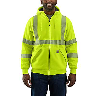 Carhartt Men's Brite Lime High-Visibility Loose Fit Midweight Thermal-Lined Full-Zip Class 3 Sweatshirt