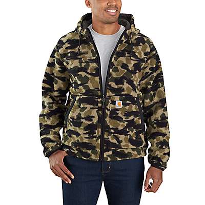 Carhartt Men's Black Blind Duck Camo/Peat Rain Defender® Relaxed Fit Fleece Reversible Jacket