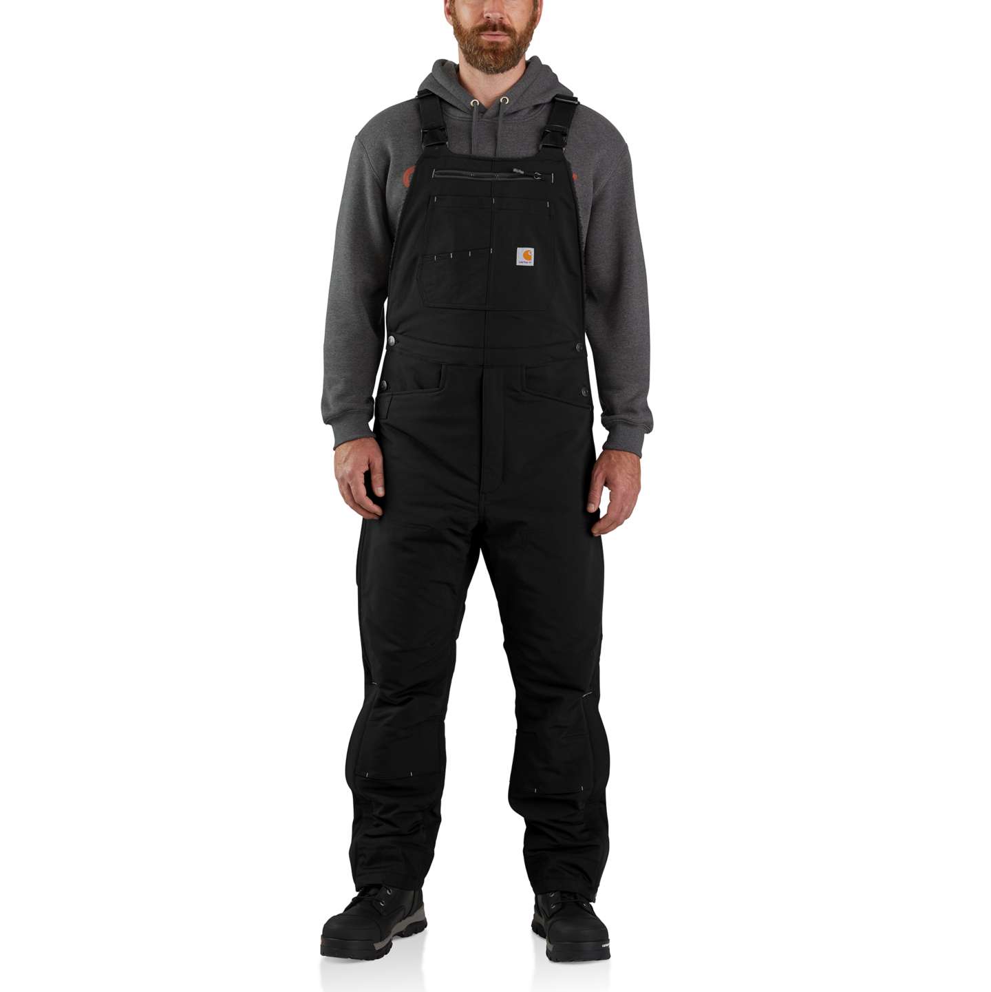 Мужской утеплённый полукомбинезон Carhartt Camden, цвет: Чёрный — фото 1