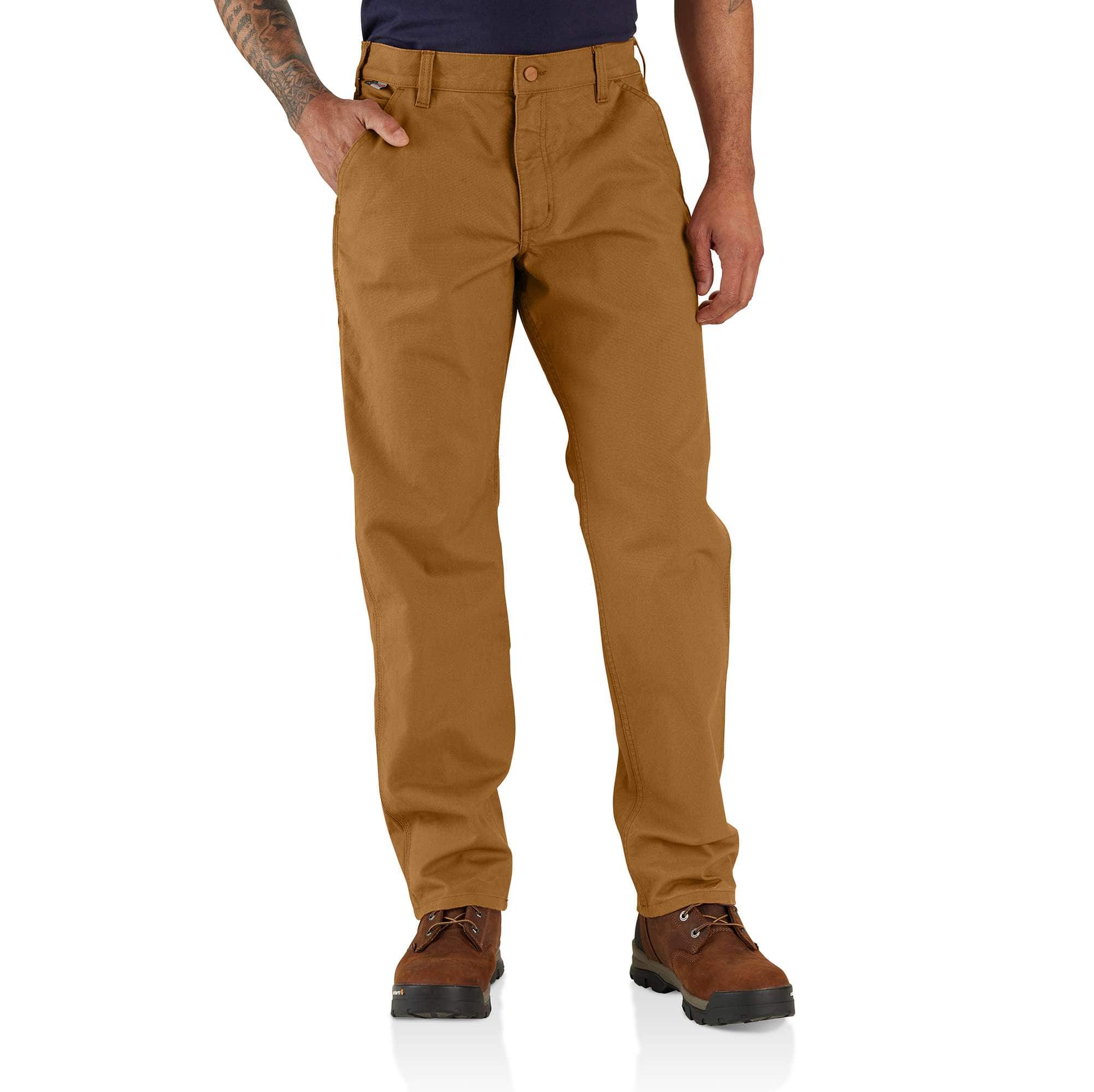 Carhartt Men's Firm Duck Double-Front Work Dungaree 44x30 Carhartt Brown at   Men's Clothing store: Apparel