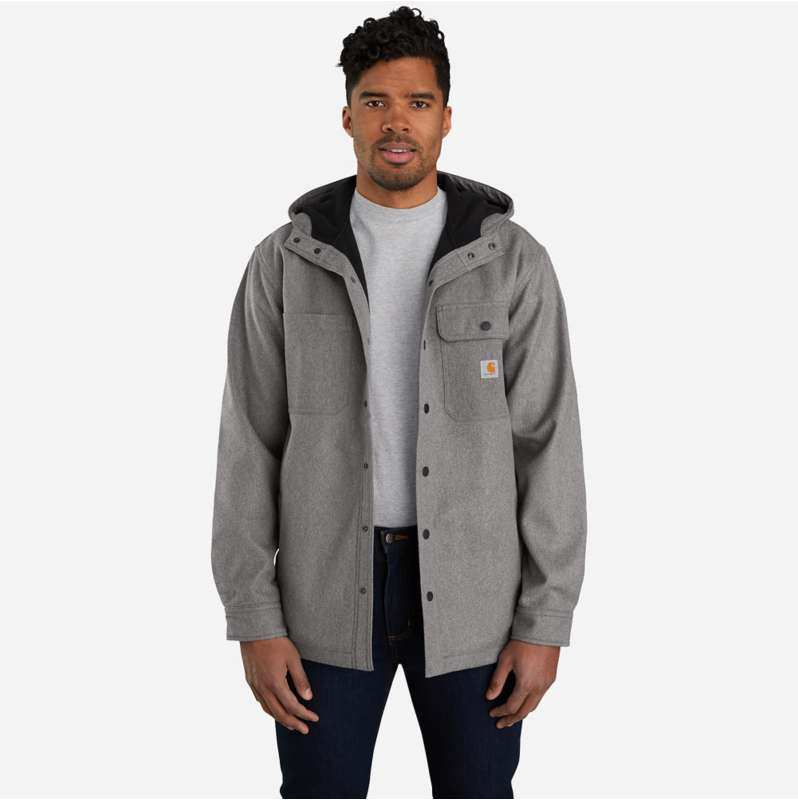 Carhartt  Black Heather Rain Defender® Relaxed Fit Heavyweight Hooded Shirt Jac