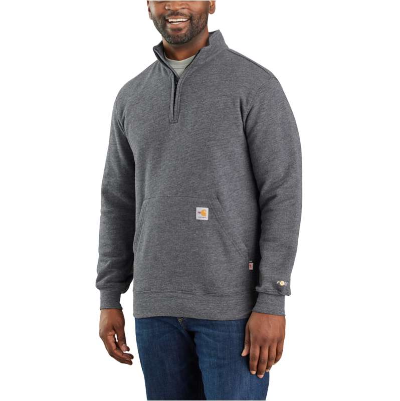Carhartt  Granite Heather Flame-Resistant Carhartt Force® Loose Fit Midweight  Mock Neck Sweatshirt