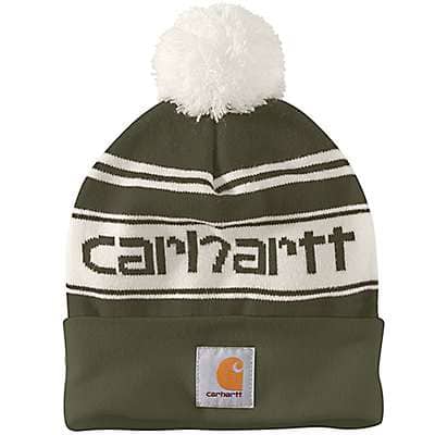 Carhartt Unisex Arborvitae Knit Pom-Pom Cuffed Logo Beanie