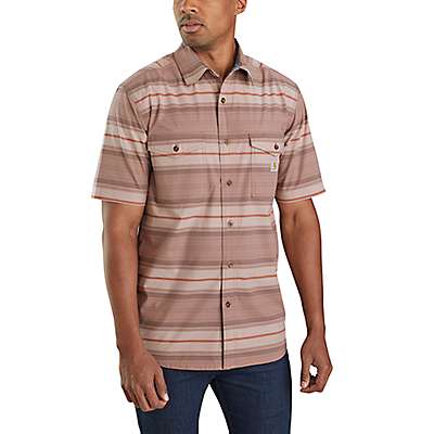 Carhartt Men's Warm Taupe Rugged Flex® Relaxed Fit Lightweight Short-Sleeve Plaid Shirt