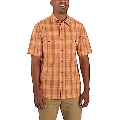 Carhartt Men's Dusty Orange Rugged Flex® Relaxed Fit Lightweight Short-Sleeve Plaid Shirt