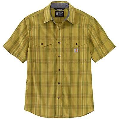 Carhartt Men's True Olive Rugged Flex® Relaxed Fit Lightweight Short-Sleeve Plaid Shirt
