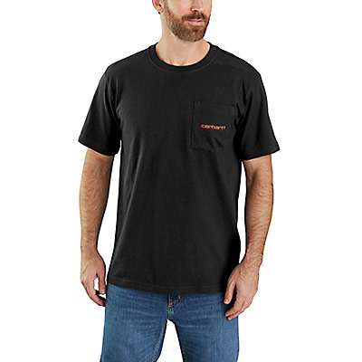 Carhartt Men's Black Relaxed Fit Heavyweight Short-Sleeve Pocket Logo Graphic T-Shirt