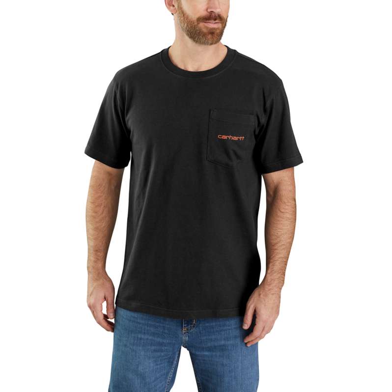 Carhartt  Black Relaxed Fit Heavyweight Short-Sleeve Pocket Logo Graphic T-Shirt