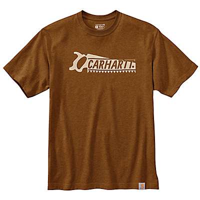 Carhartt Men's Oiled Walnut Heather Relaxed Fit Heavyweight Short-Sleeve Saw Graphic T-Shirt