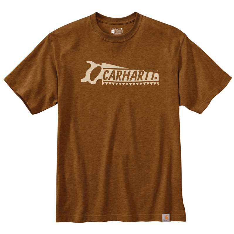 Carhartt  Oiled Walnut Heather Relaxed Fit Heavyweight Short-Sleeve Saw Graphic T-Shirt