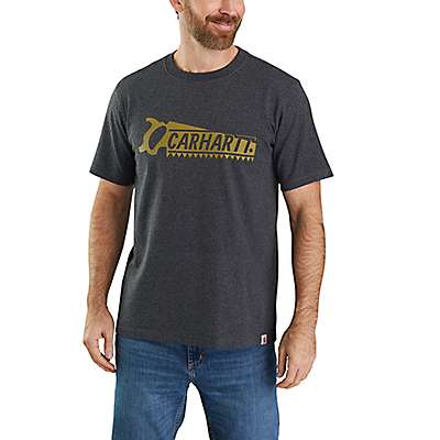 Carhartt Men's Carbon Heather Relaxed Fit Heavyweight Short-Sleeve Saw Graphic T-Shirt