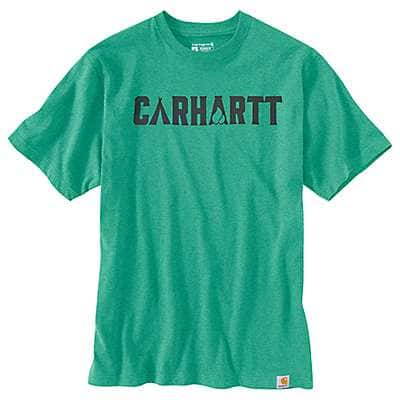 Carhartt Men's Sea Green Heather Relaxed Fit Heavyweight Short-Sleeve Camp Graphic T-Shirt
