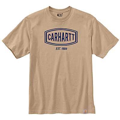 Carhartt Men's White Truffle Loose Fit Heavyweight Short-Sleeve Logo Graphic T-Shirt