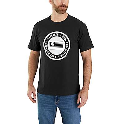 Carhartt Men's Black Relaxed Fit Midweight Short-Sleeve Flag Graphic T-Shirt