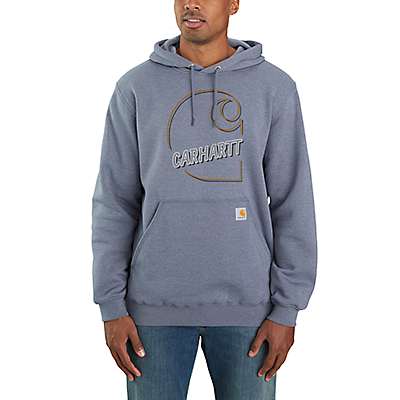 Carhartt Men's Folkstone Gray Heather Loose Fit Midweight Carhartt C Graphic Sweatshirt
