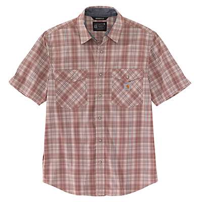 Carhartt Men's Nutmeg Rugged Flex® Relaxed Fit Lightweight Snap-Front Short-Sleeve Plaid Shirt