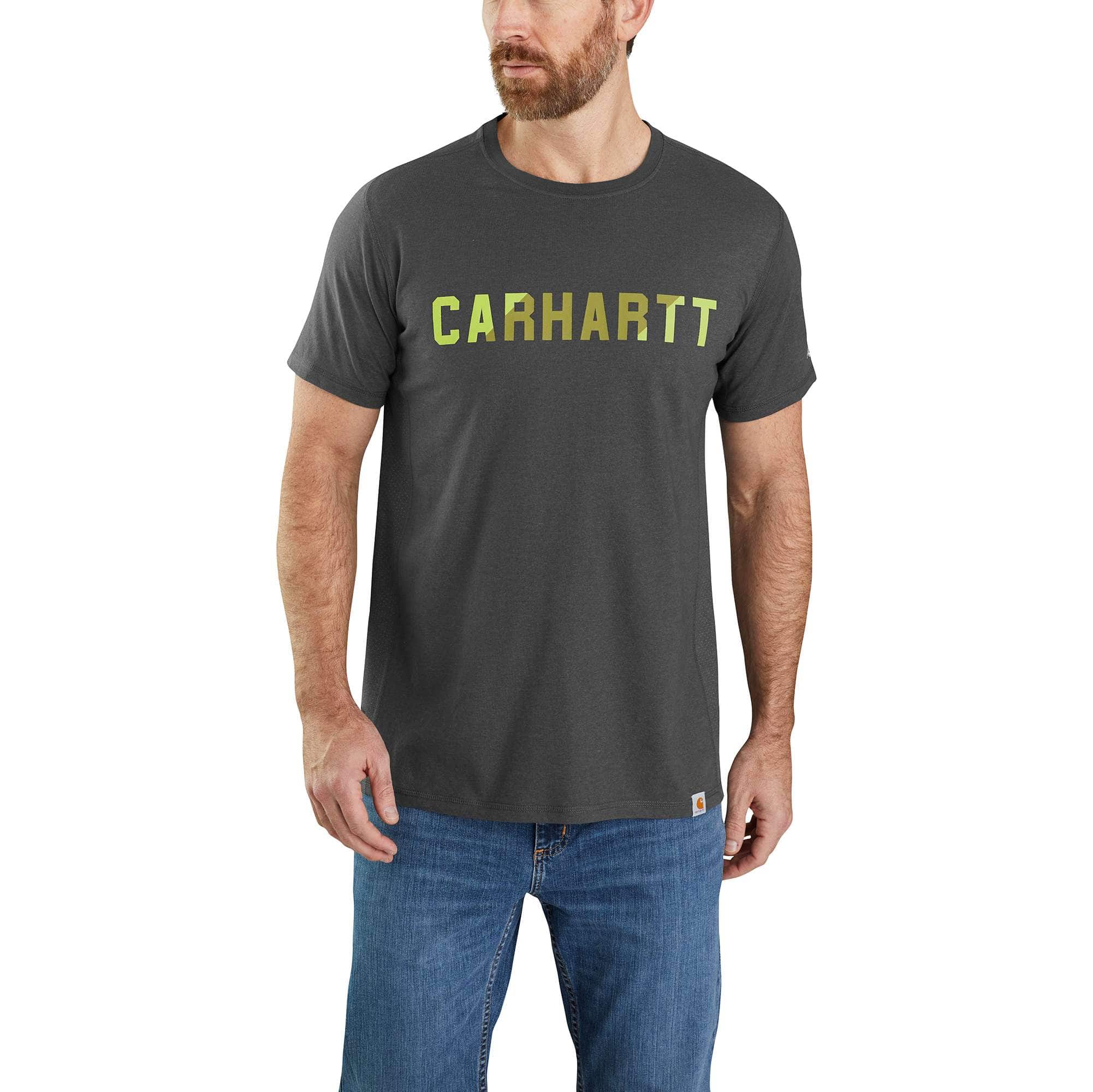 Carhartt Force® T- Carhartt Fit Block and Shirt Men\'s Graphic Relaxed Blue Short-Sleeve Midweight | Gear Logo | Women\'s